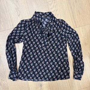 Nanette Lepore Navy Paisley Blouse